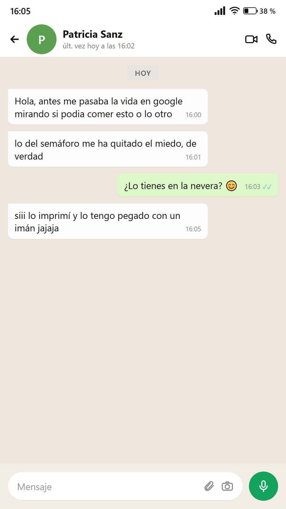 Mensaje de Patricia: el semáforo le quitó el miedo
