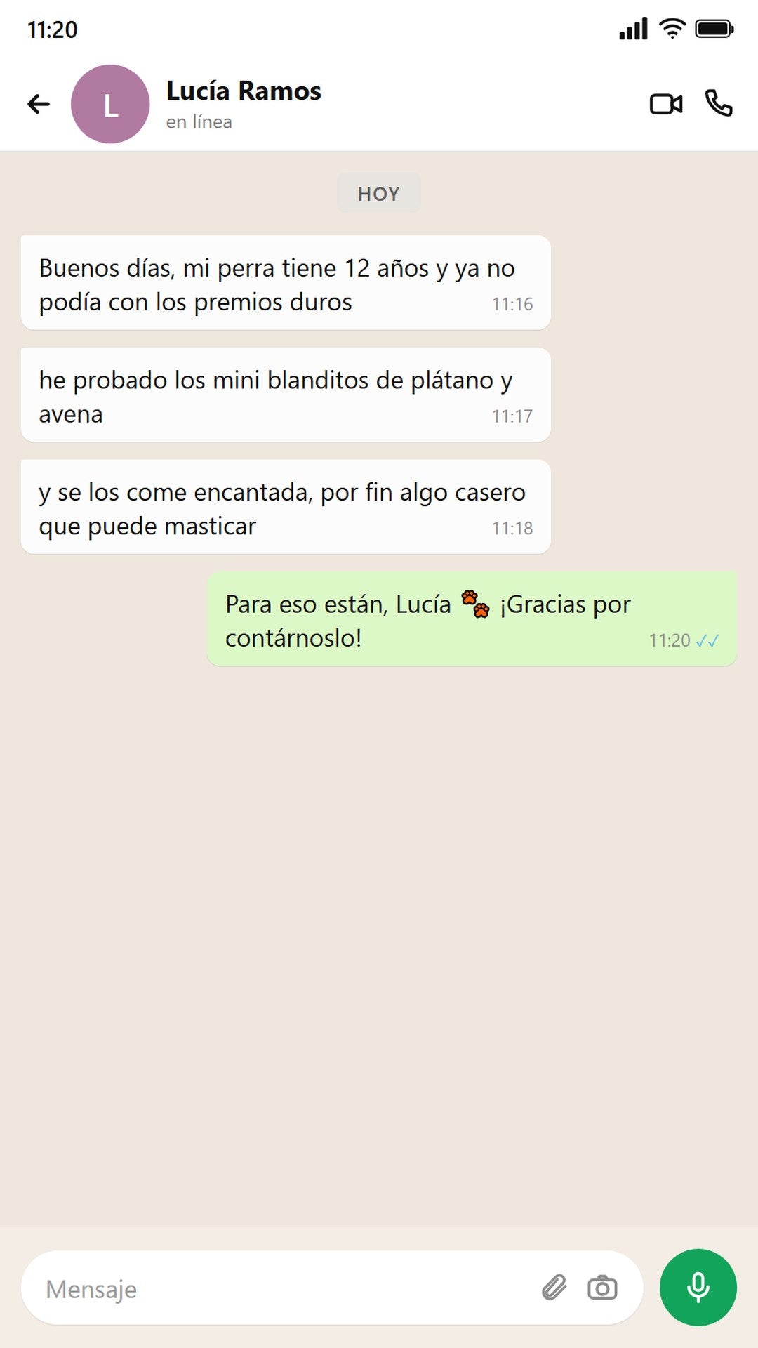 Mensaje de Lucía: su perra mayor puede comer los blanditos